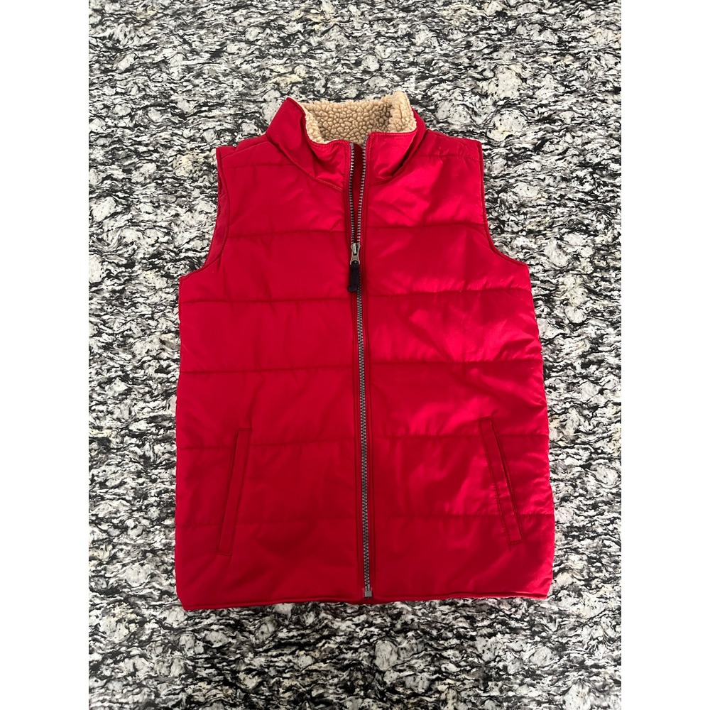 Carters Kid Boys Red Puffer‎ Vest Sherpa Lined Collar Size 10 Zip Up Quilted